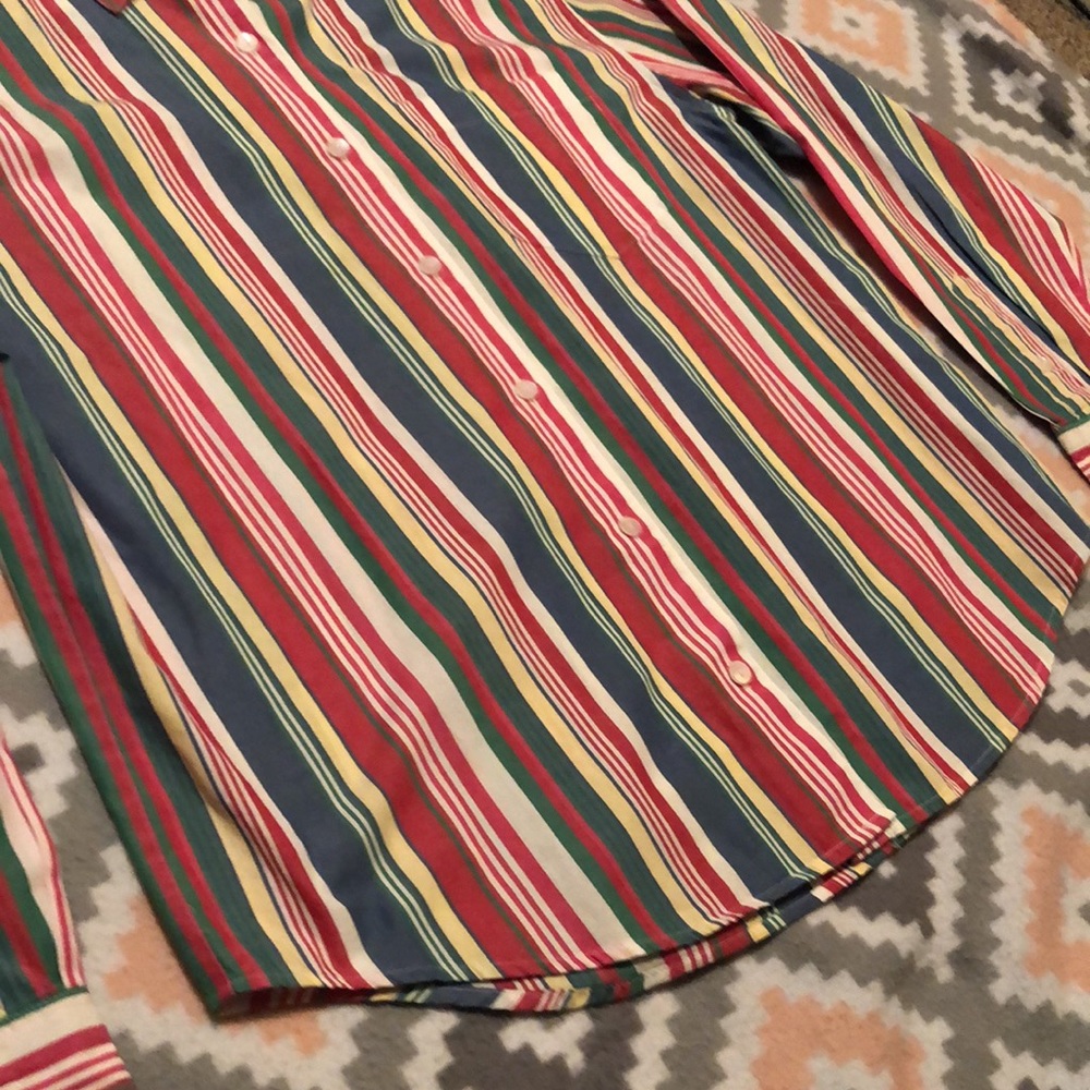 Talbots Multicolor Striped Button Down Top Size M - image 5